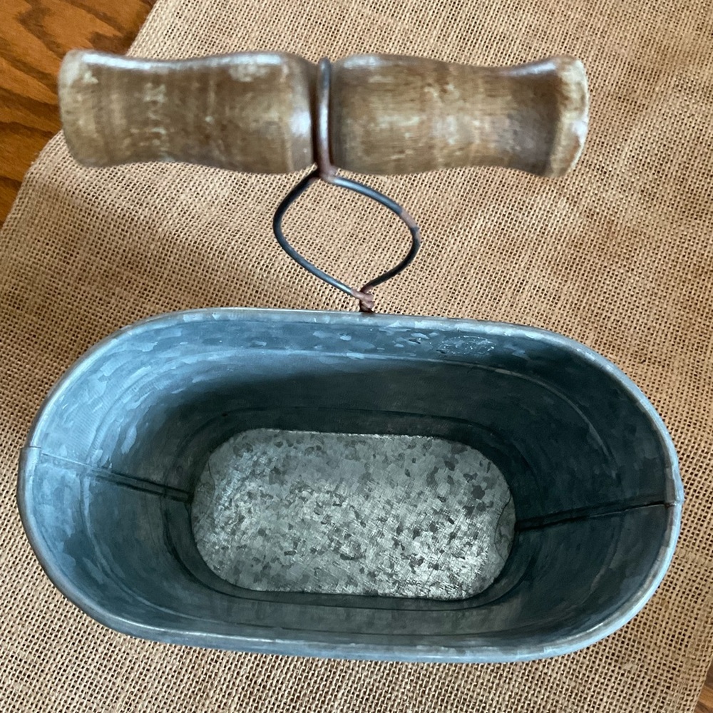 Galvanized Look Container With Handle - Picture 5 of 8